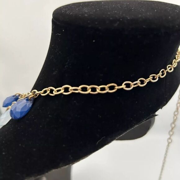 Vtg. Gold Tone Chain Charming Charlie  Tear Drop Acrylic Beads Necklace - Picture 9 of 9